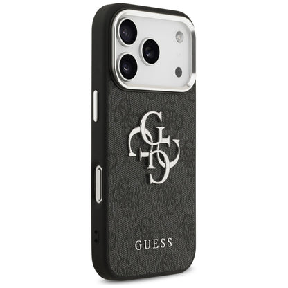 Hoes voor Apple iPhone 17 Pro, Guess, Big 4G Logo Classic, Zwart Zilver