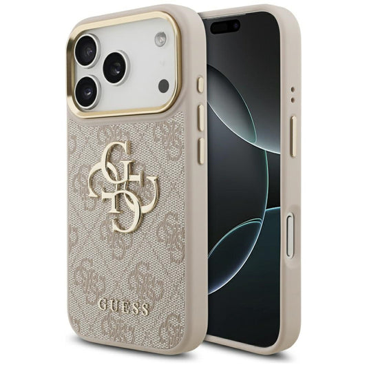 Hoesje voor Apple iPhone 17 Pro, Guess, Big 4G Logo Classic, Goudroze