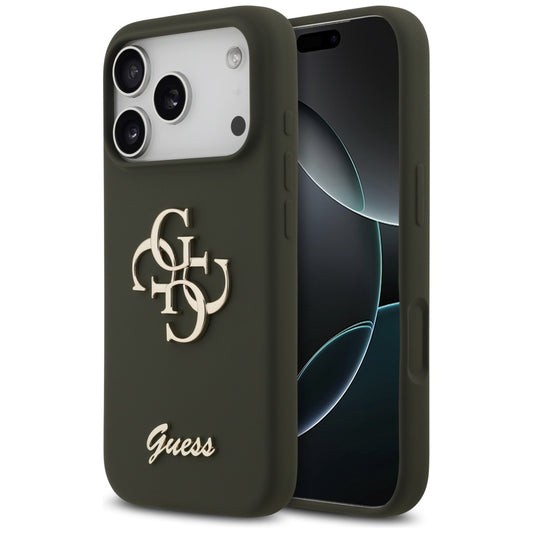 Hoes voor Apple iPhone 17 Pro, Guess, Big 4G Script, Kaki