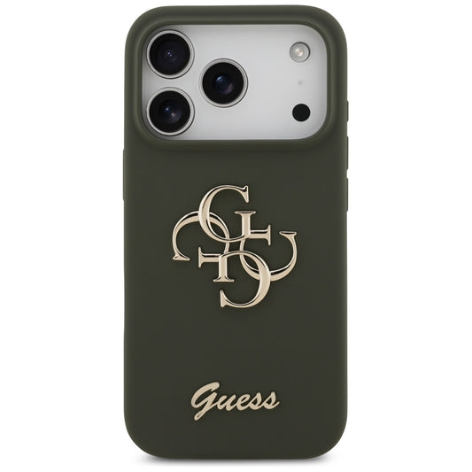 Hoes voor Apple iPhone 17 Pro, Guess, Big 4G Script, Kaki