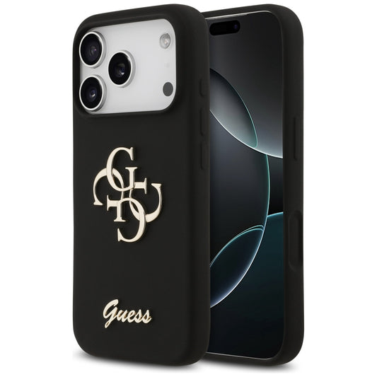 Hoes voor Apple iPhone 17 Pro, Guess, Big 4G Script, Zwart