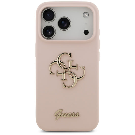 Hoesje voor Apple iPhone 17 Pro, Guess, Big 4G Script, Lichtroze