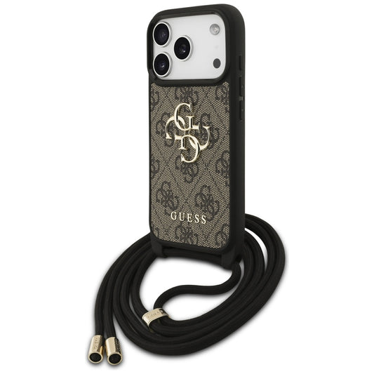 Hoes voor Apple iPhone 17 Pro, Guess, Crossbody Cord 4G Big Log, Bruin