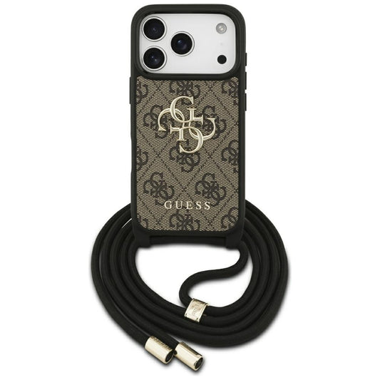 Hoes voor Apple iPhone 17 Pro, Guess, Crossbody Cord 4G Big Log, Bruin