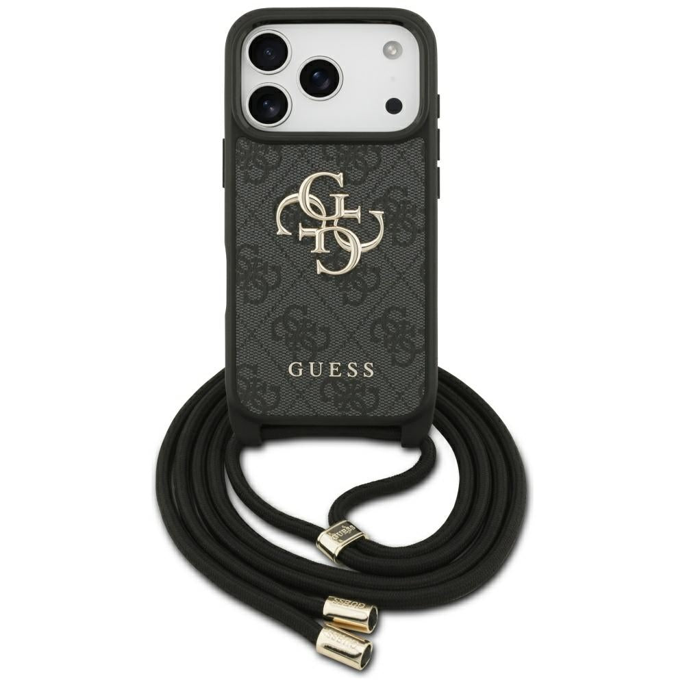 Hoes voor Apple iPhone 17 Pro, Guess, Crossbody Cord 4G Big Log, Zwart