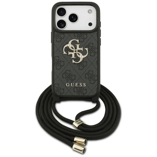 Hoes voor Apple iPhone 17 Pro, Guess, Crossbody Cord 4G Big Log, Zwart