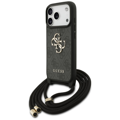 Hoes voor Apple iPhone 17 Pro, Guess, Crossbody Cord 4G Big Log, Zwart