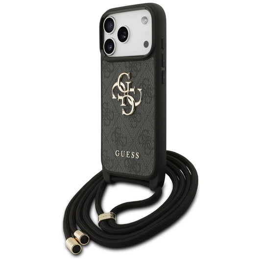Hoes voor Apple iPhone 17 Pro, Guess, Crossbody Cord 4G Big Log, Zwart