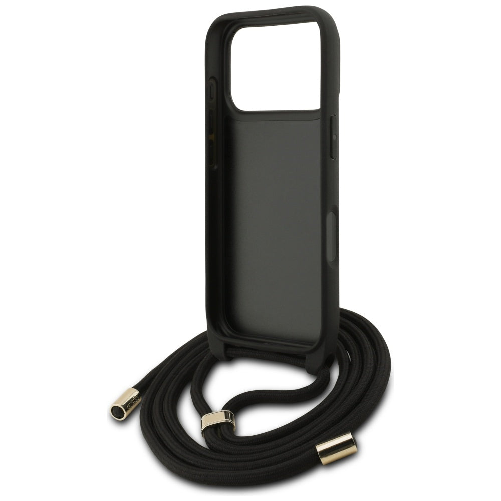 Hoes voor Apple iPhone 17 Pro, Guess, Crossbody Cord 4G Big Log, Zwart