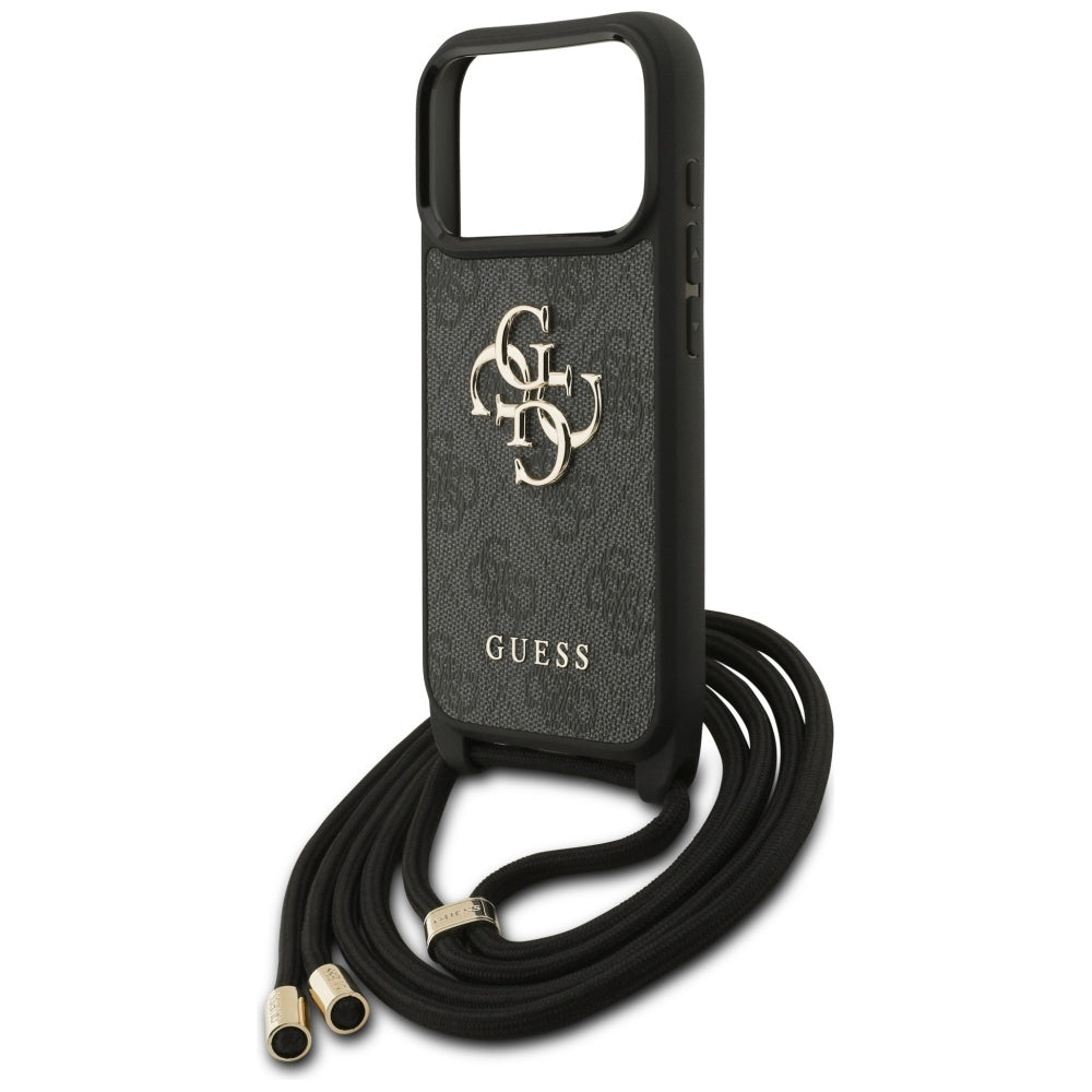 Hoes voor Apple iPhone 17 Pro, Guess, Crossbody Cord 4G Big Log, Zwart