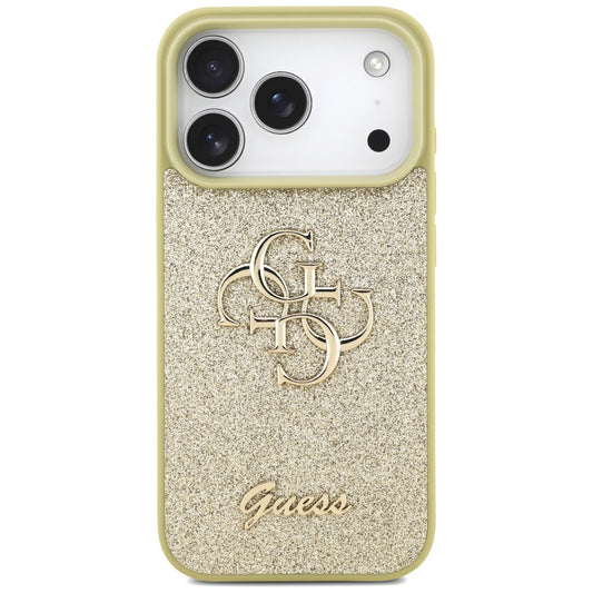 Hoes voor Apple iPhone 17 Pro, Guess, Fixed Glitter Big 4G, Goudkleurig