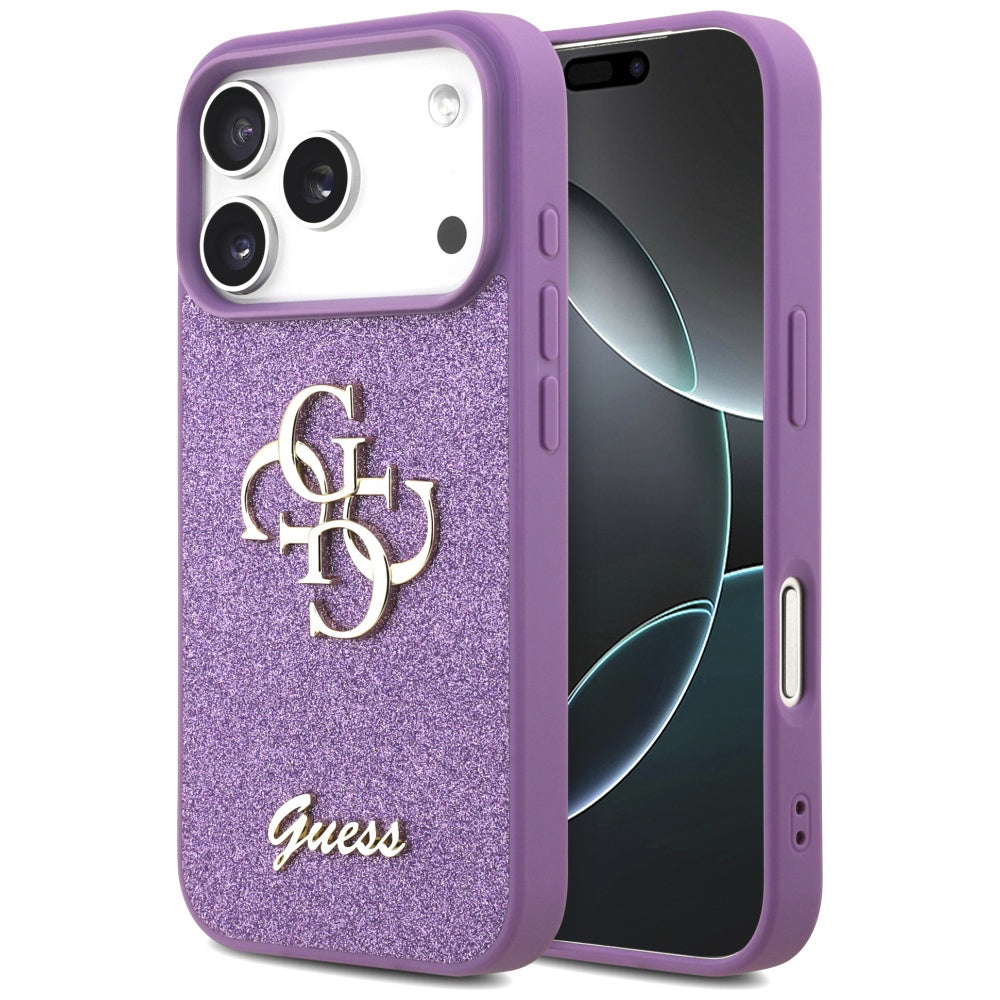 Hoes voor Apple iPhone 17 Pro, Guess, Fixed Glitter Big 4G, Paars