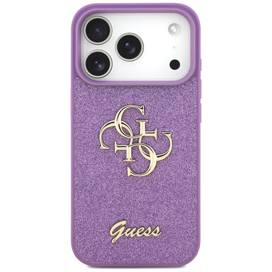 Hoes voor Apple iPhone 17 Pro, Guess, Fixed Glitter Big 4G, Paars