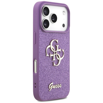 Hoes voor Apple iPhone 17 Pro, Guess, Fixed Glitter Big 4G, Paars