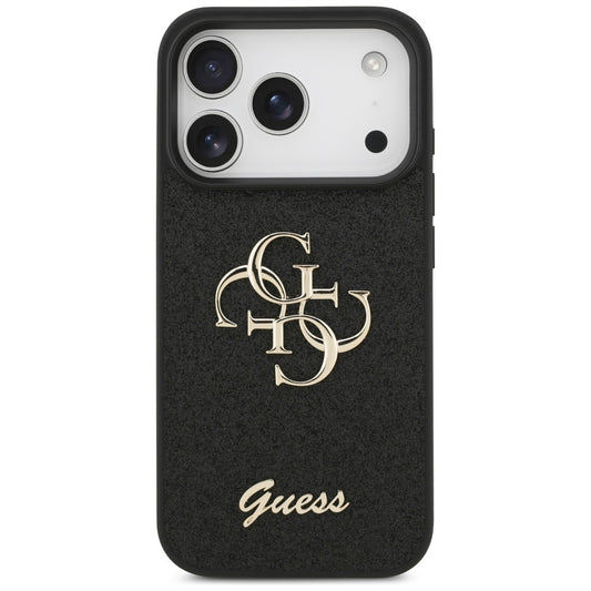 Hoes voor Apple iPhone 17 Pro, Guess, Fixed Glitter Big 4G, Zwart
