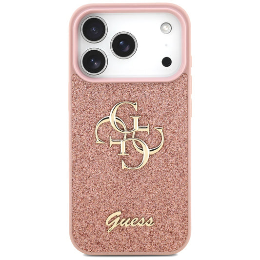 Hoes voor Apple iPhone 17 Pro, Guess, Fixed Glitter Big 4G, Roze