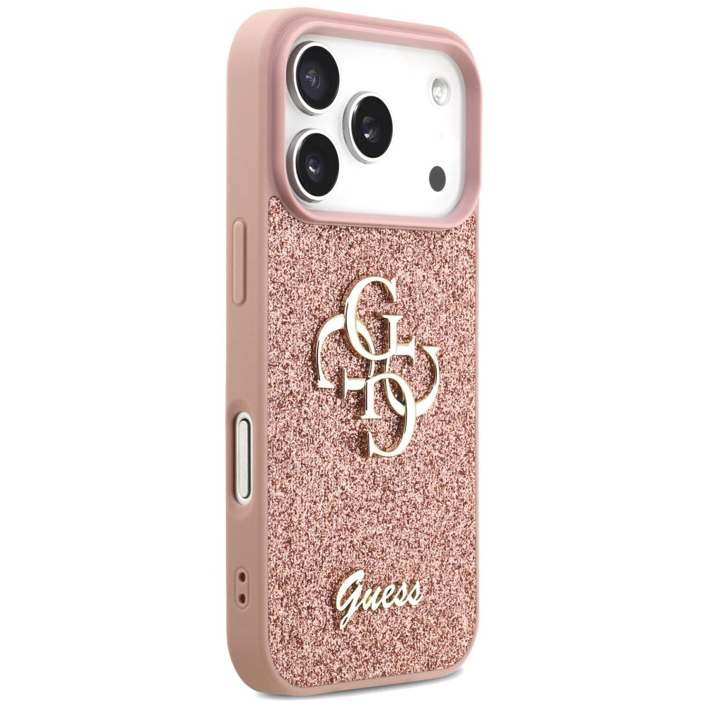 Hoes voor Apple iPhone 17 Pro, Guess, Fixed Glitter Big 4G, Roze