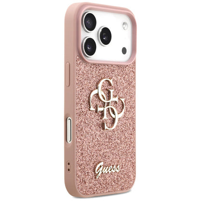Hoes voor Apple iPhone 17 Pro, Guess, Fixed Glitter Big 4G, Roze