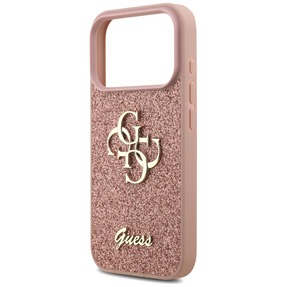 Hoes voor Apple iPhone 17 Pro, Guess, Fixed Glitter Big 4G, Roze