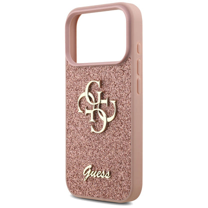 Hoes voor Apple iPhone 17 Pro, Guess, Fixed Glitter Big 4G, Roze