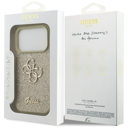 Hoes voor Apple iPhone 17 Pro, Guess, Fixed Glitter Big 4G, Roze