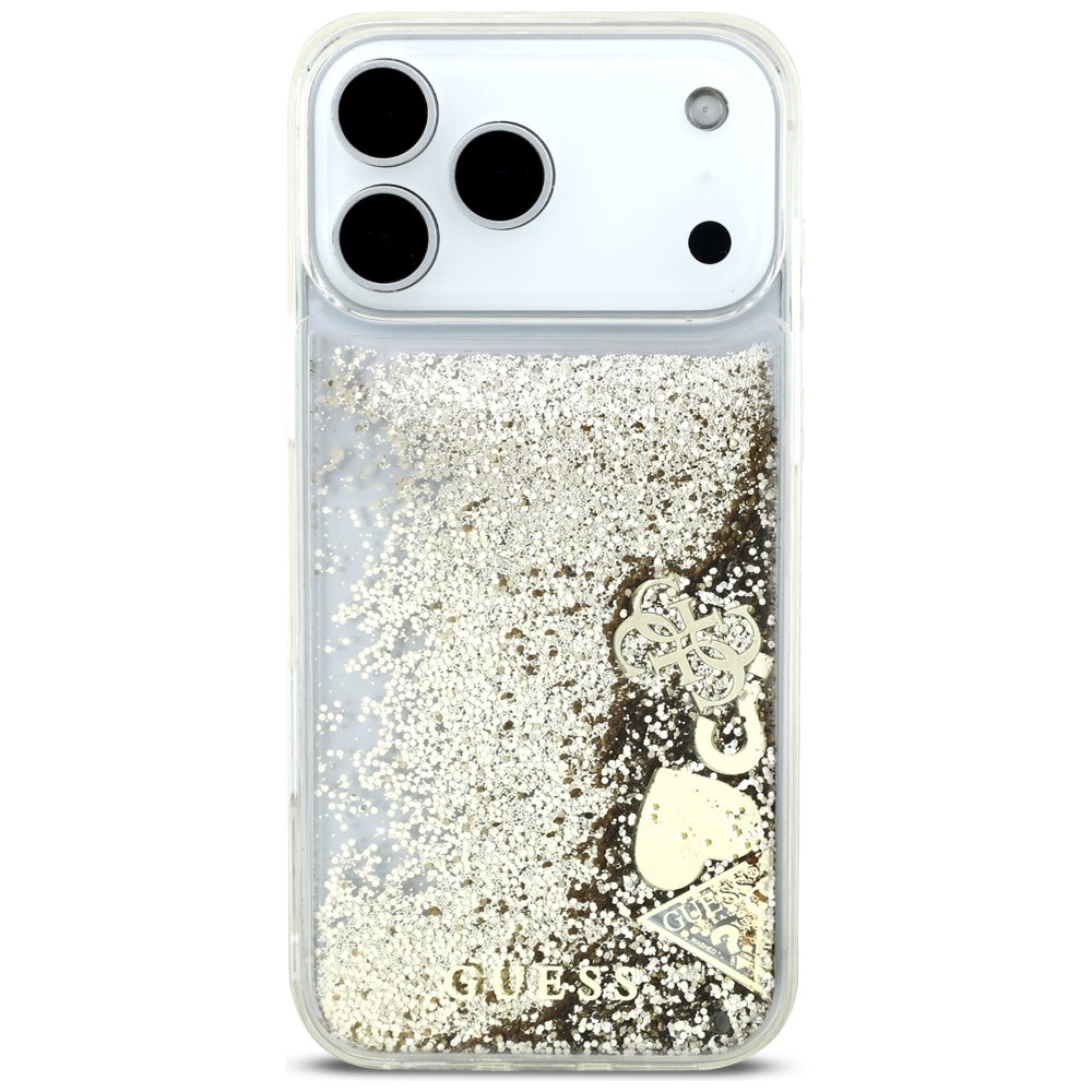 Hoes voor Apple iPhone 17 Pro, Guess, Liquid Glitter Charms, Goud