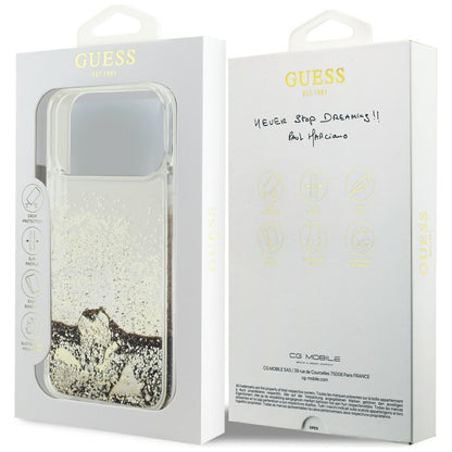 Hoes voor Apple iPhone 17 Pro, Guess, Liquid Glitter Charms, Goud