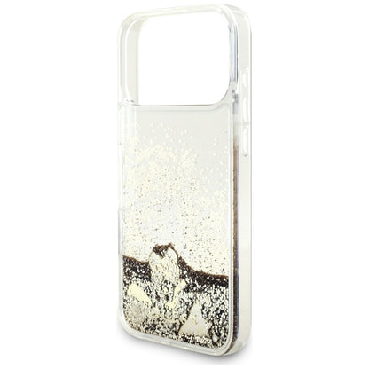 Hoes voor Apple iPhone 17 Pro, Guess, Liquid Glitter Charms, Goud