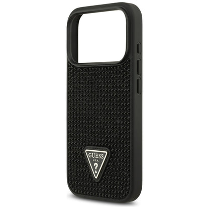Hoes voor Apple iPhone 17 Pro, Guess, Rhinestone Triangle Logo, Zwart