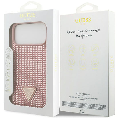 Hoes voor Apple iPhone 17 Pro, Guess, Rhinestone Triangle Logo, Roze