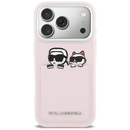 Hoes voor Apple iPhone 17 Pro, Karl Lagerfeld, Karl & Choupette Print met Zak, Roze