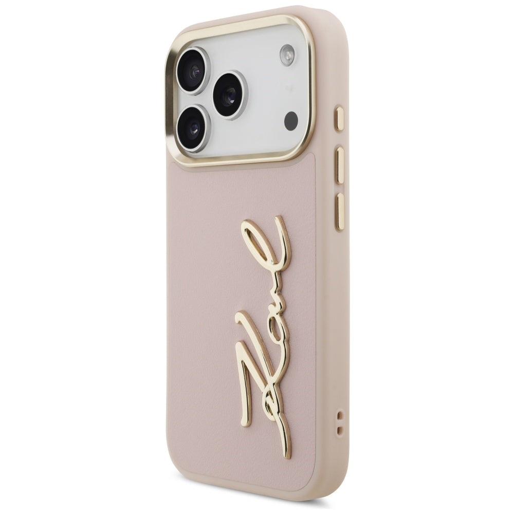 Hoes voor Apple iPhone 17 Pro, Karl Lagerfeld, Script Logo, Roze