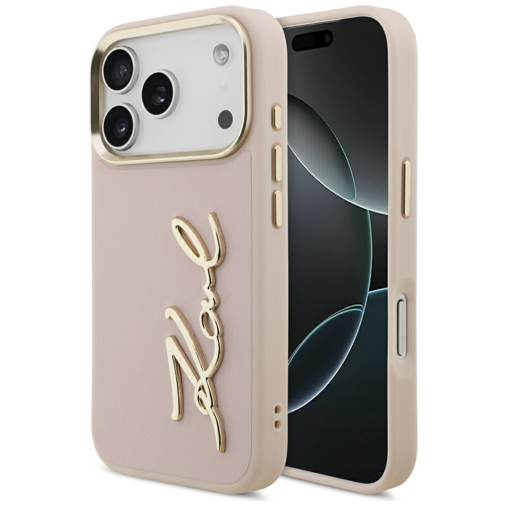 Hoes voor Apple iPhone 17 Pro, Karl Lagerfeld, Script Logo, Roze