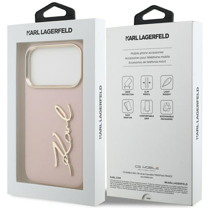 Hoes voor Apple iPhone 17 Pro, Karl Lagerfeld, Script Logo, Roze