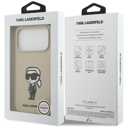 Case for Apple iPhone 17 Pro, Karl Lagerfeld, Sketch and Logo Karl, Brown