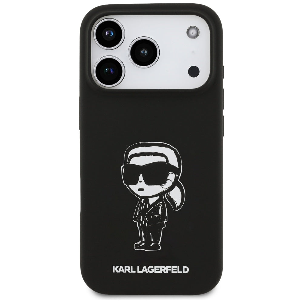 Case for Apple iPhone 17 Pro, Karl Lagerfeld, Sketch and Logo Karl, Black