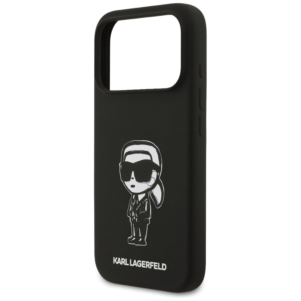 Case for Apple iPhone 17 Pro, Karl Lagerfeld, Sketch and Logo Karl, Black