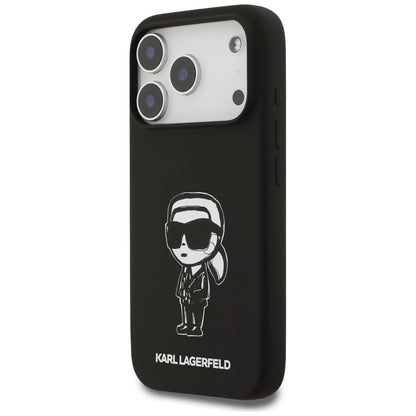 Case for Apple iPhone 17 Pro, Karl Lagerfeld, Sketch and Logo Karl, Black