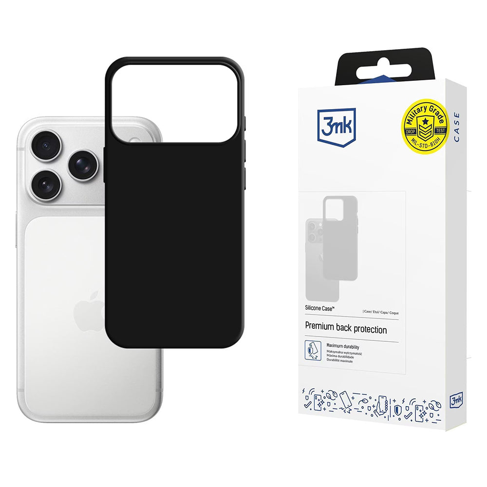 Hoes voor Apple iPhone 17 Pro Max, 3MK, Siliconen, Zwart