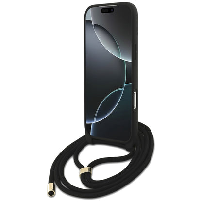 Hoes voor Apple iPhone 17 Pro Max, Guess, 4G CBDY Big Logo met Koordriem, Bruin