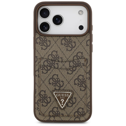 Hoes voor Apple iPhone 17 Pro Max, Guess, 4G Double Card Triangle, Bruin