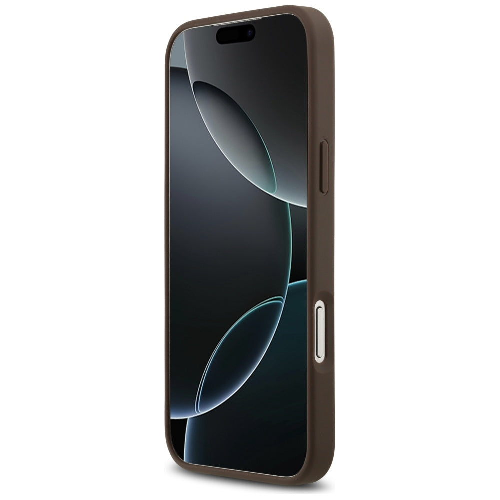 Hoes voor Apple iPhone 17 Pro Max, Guess, 4G Double Card Triangle, Bruin