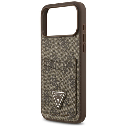 Hoes voor Apple iPhone 17 Pro Max, Guess, 4G Double Card Triangle, Bruin