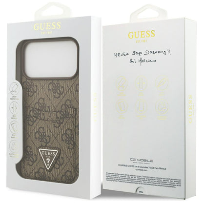 Hoes voor Apple iPhone 17 Pro Max, Guess, 4G Double Card Triangle, Bruin