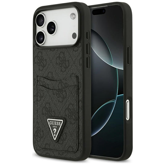 Hoes voor Apple iPhone 17 Pro Max, Guess, 4G Double Card Triangle, Zwart