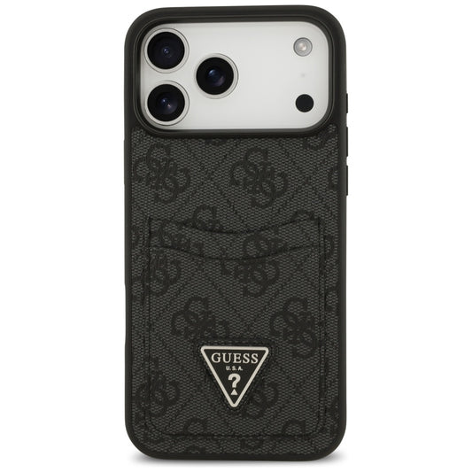 Hoes voor Apple iPhone 17 Pro Max, Guess, 4G Double Card Triangle, Zwart