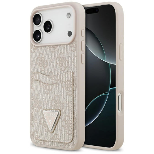 Hoes voor Apple iPhone 17 Pro Max, Guess, 4G Double Card Triangle, Roze