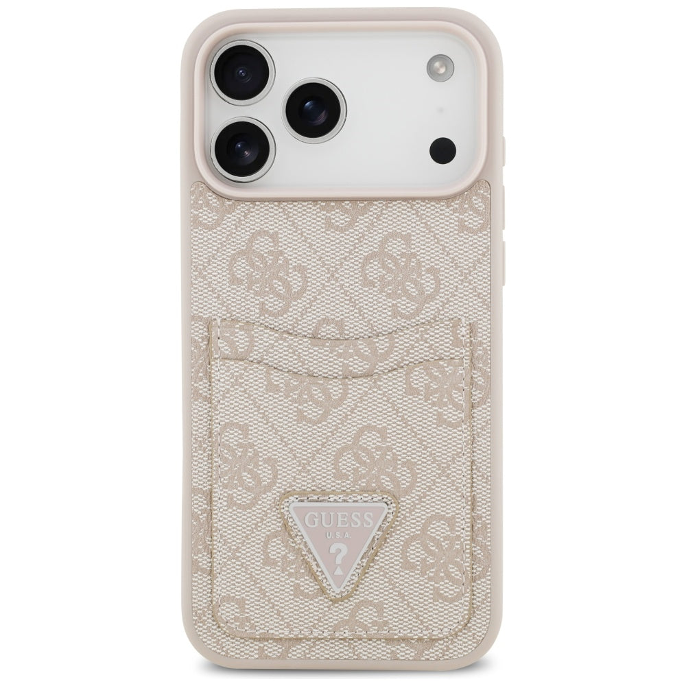 Hoes voor Apple iPhone 17 Pro Max, Guess, 4G Double Card Triangle, Roze