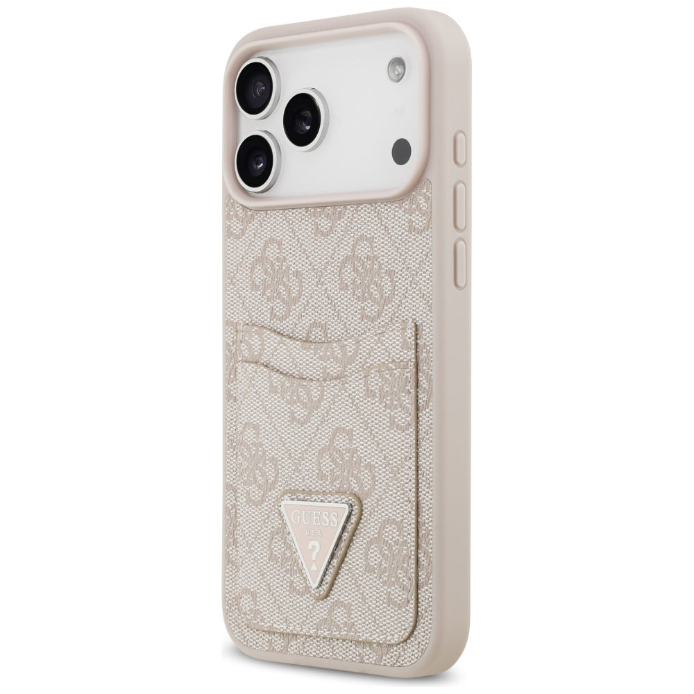 Hoes voor Apple iPhone 17 Pro Max, Guess, 4G Double Card Triangle, Roze