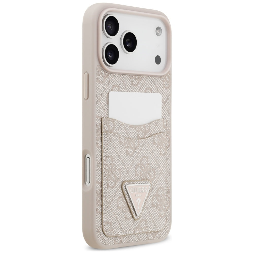 Hoes voor Apple iPhone 17 Pro Max, Guess, 4G Double Card Triangle, Roze